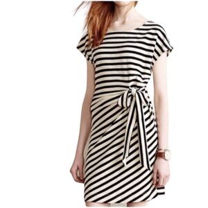 ANTHRO SATURDAY SUNDAY Terrycloth Side Tie Stripe Dress in B/W Stripes Size Med